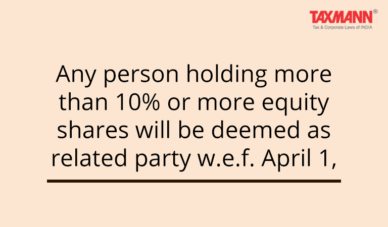 Any person holding more than 10% or more equity shares will be deemed as related party