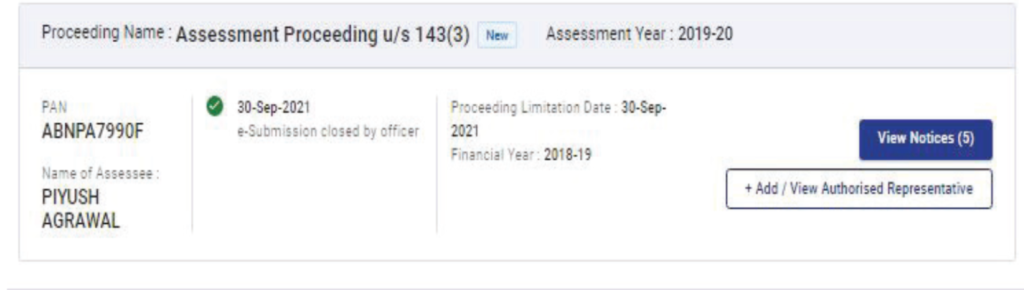 Assessment Proceeding u/s 143(3)