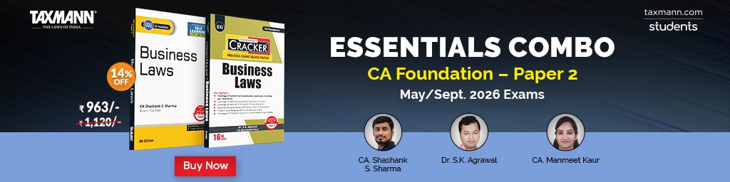 Taxmann's ESSENTIALS COMBO | CA Foundation | May/Sept. 2026 Exams – Paper 2