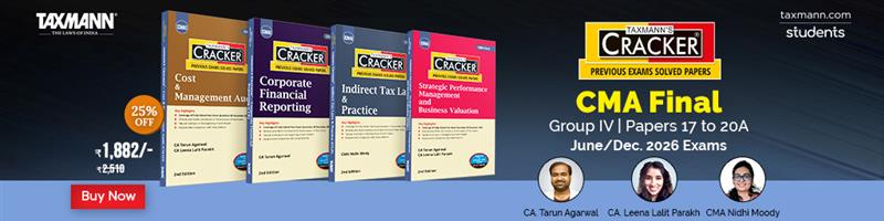 Taxmann's CRACKER COMBO | CMA Final | June/Dec. 2026 Exams – Group IV | Papers 17 to 20A